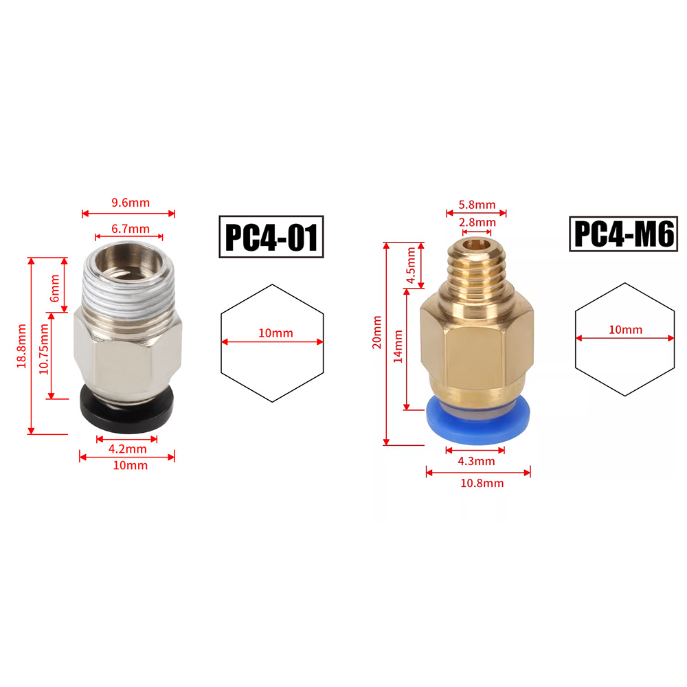 Filament 1.75 - 10 шт./лот Пневматические соединители PC4-M10 для